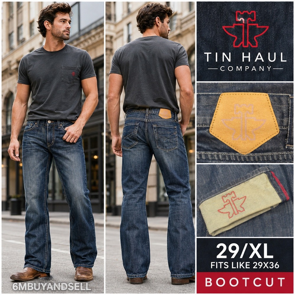 Tin Haul Company Mens 29/XL Bootcut Jeans Dark Wash Cotton Western 10-004-1660-B
